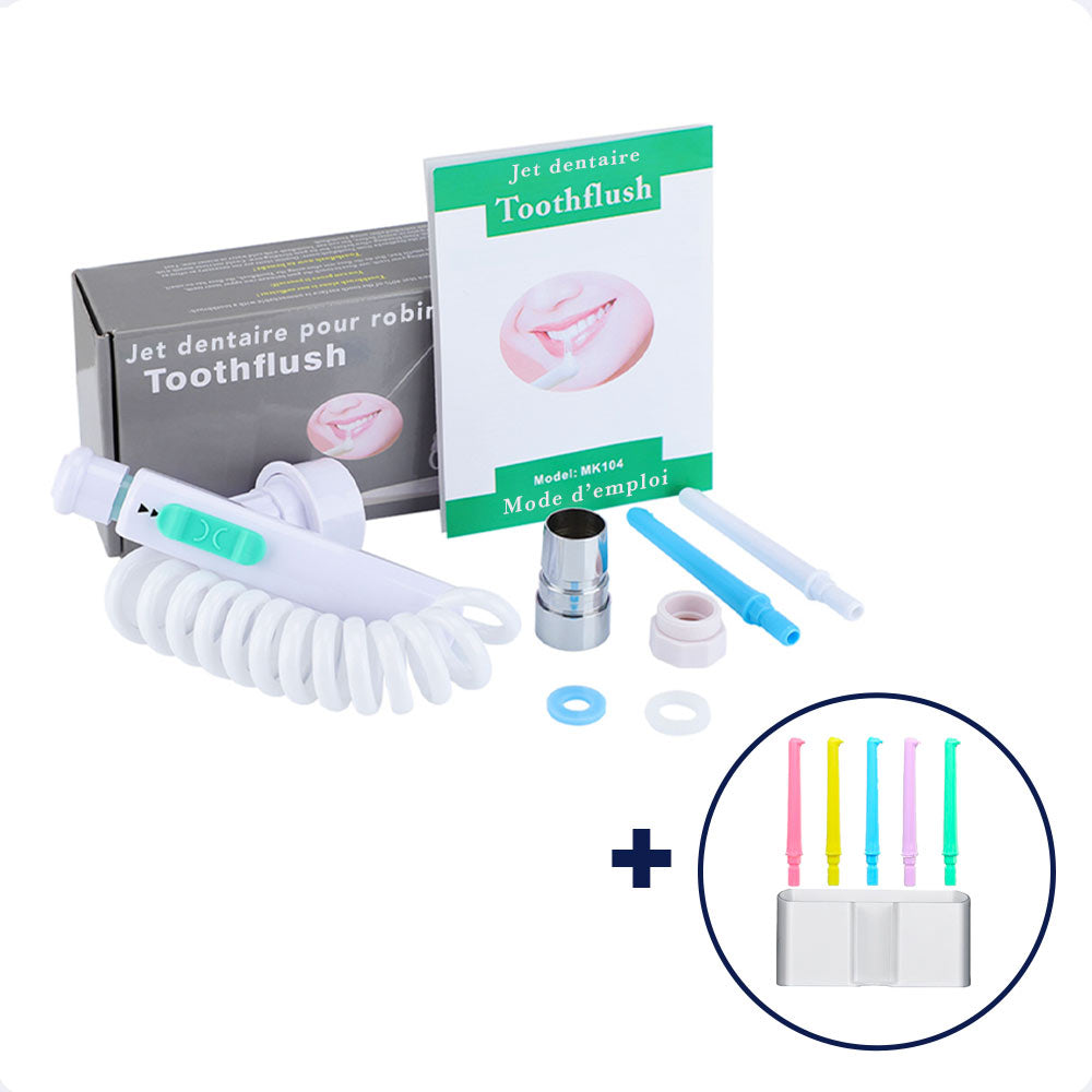 Jet dentaire adaptable robinet - Toothflush MK104 - 6 buses + kit d'installation universel - monjetdentaire.fr