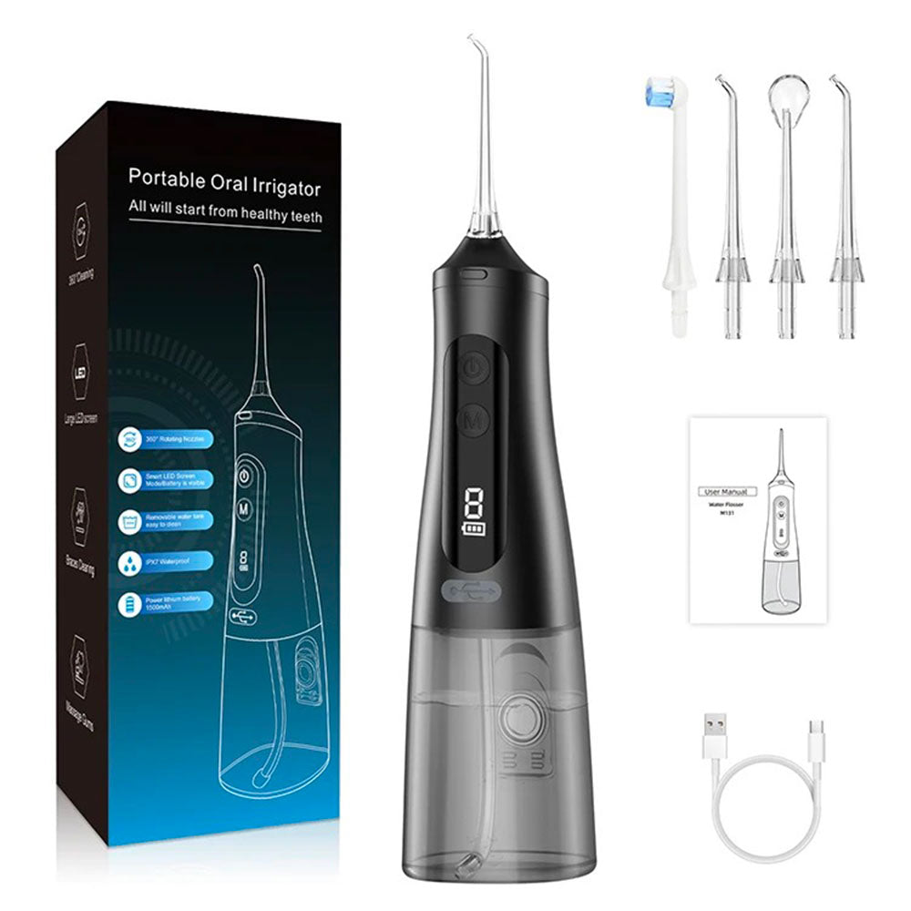 jet dentaire portable rechargeable - oral irrigator M131 noir - monjetdentaire.fr