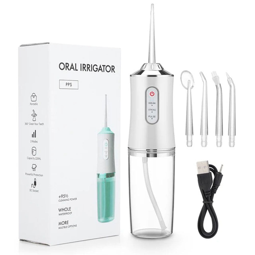 Jet inter dentaire Oral Irrigator X67 Blanc - - 4 buses - un câble USB de recharge - oralirrigator.fr